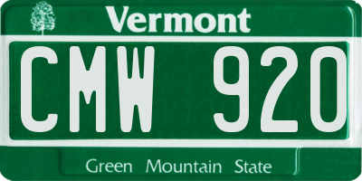 VT license plate CMW920