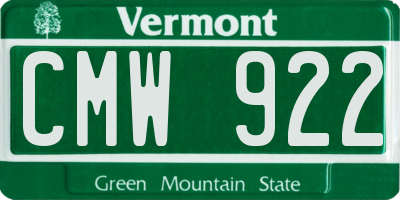 VT license plate CMW922