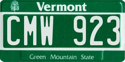 VT license plate CMW923