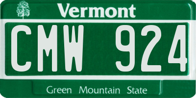 VT license plate CMW924