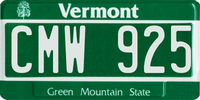 VT license plate CMW925