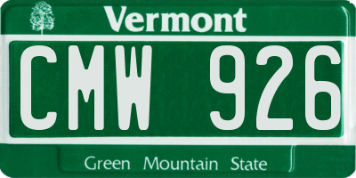 VT license plate CMW926