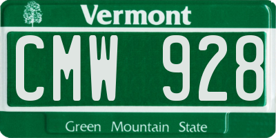 VT license plate CMW928