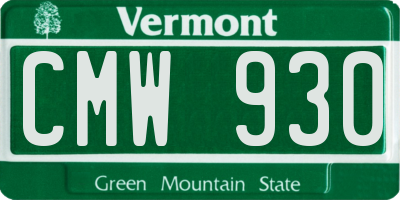 VT license plate CMW930