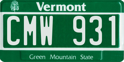 VT license plate CMW931