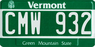 VT license plate CMW932