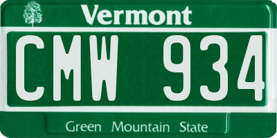 VT license plate CMW934
