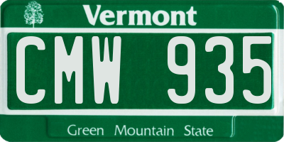 VT license plate CMW935