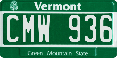VT license plate CMW936