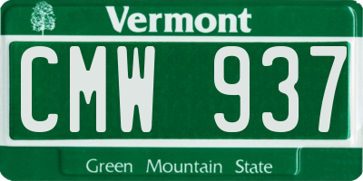 VT license plate CMW937