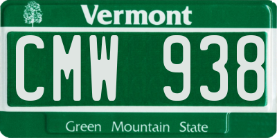VT license plate CMW938