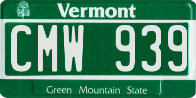 VT license plate CMW939