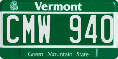 VT license plate CMW940