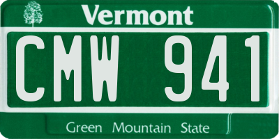 VT license plate CMW941