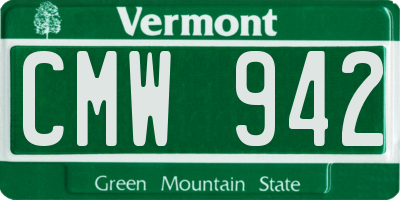 VT license plate CMW942