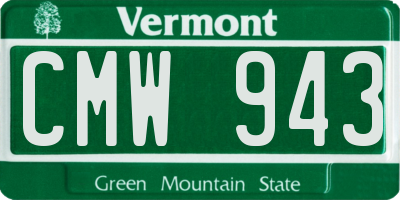 VT license plate CMW943