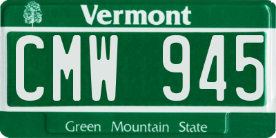 VT license plate CMW945
