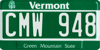 VT license plate CMW948