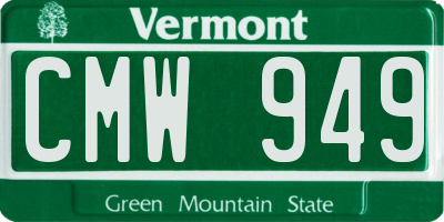 VT license plate CMW949