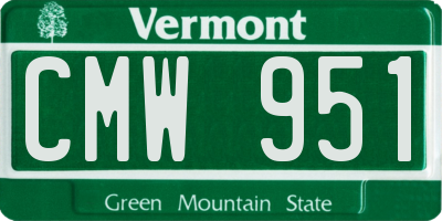 VT license plate CMW951