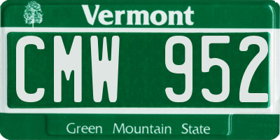 VT license plate CMW952