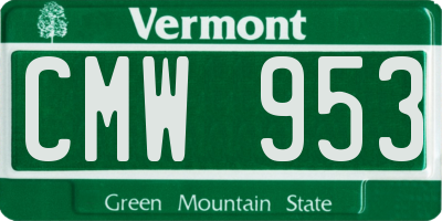 VT license plate CMW953