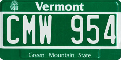 VT license plate CMW954