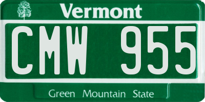 VT license plate CMW955