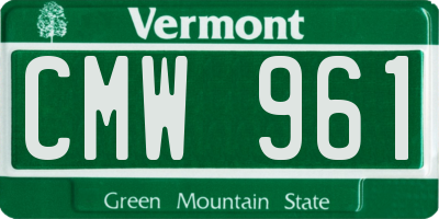 VT license plate CMW961