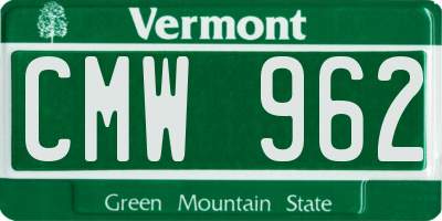 VT license plate CMW962