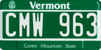 VT license plate CMW963