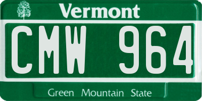 VT license plate CMW964