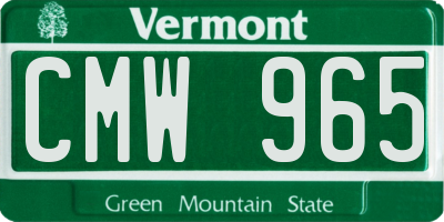 VT license plate CMW965