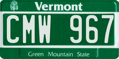 VT license plate CMW967