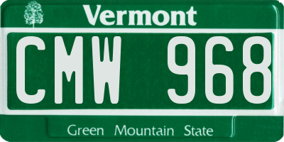 VT license plate CMW968