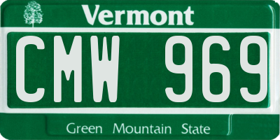 VT license plate CMW969