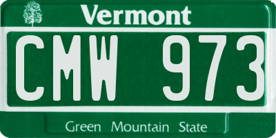 VT license plate CMW973