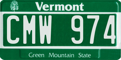 VT license plate CMW974