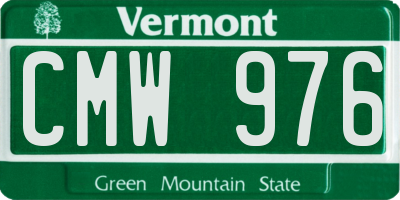 VT license plate CMW976