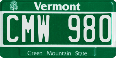 VT license plate CMW980