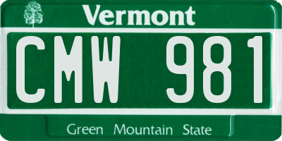 VT license plate CMW981