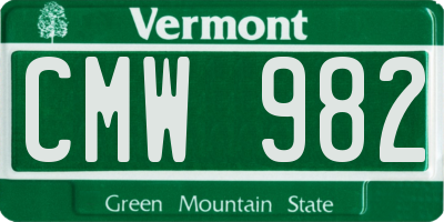 VT license plate CMW982