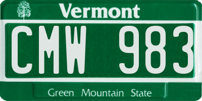 VT license plate CMW983