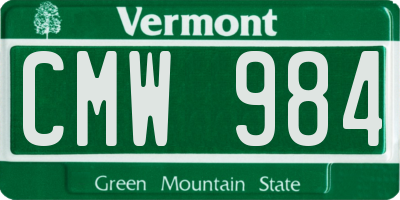 VT license plate CMW984