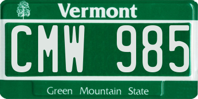 VT license plate CMW985