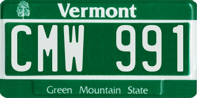 VT license plate CMW991