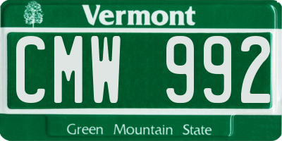 VT license plate CMW992