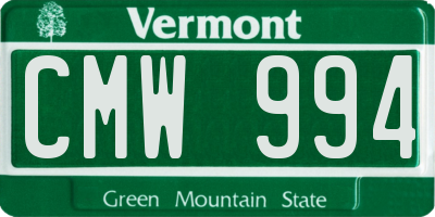 VT license plate CMW994
