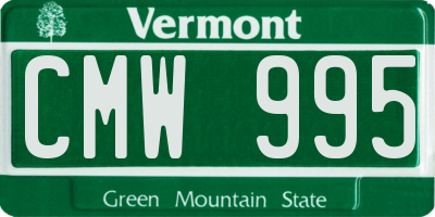 VT license plate CMW995