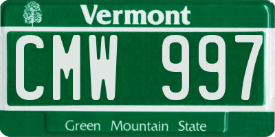 VT license plate CMW997